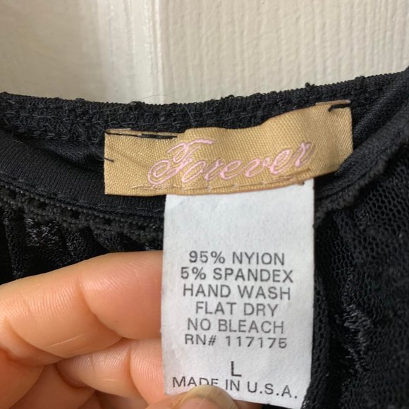 🌷3 for$25🌷Forever, US L, Black Lace Ribbon Adjustable Strap Camisole - Picture 6 of 6